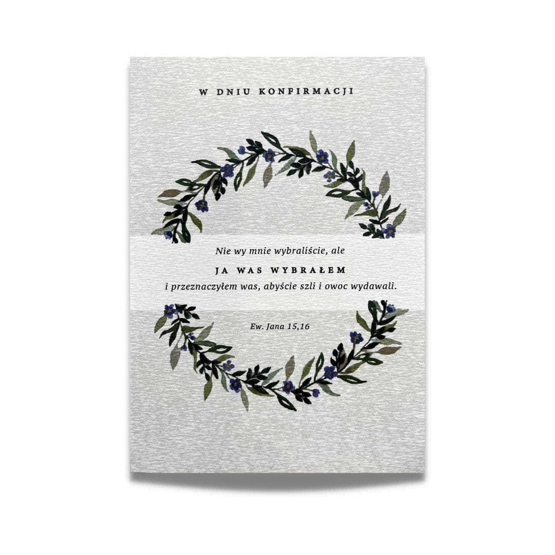 Kartka konfirmacyjna – Jan 15,16 – wianek