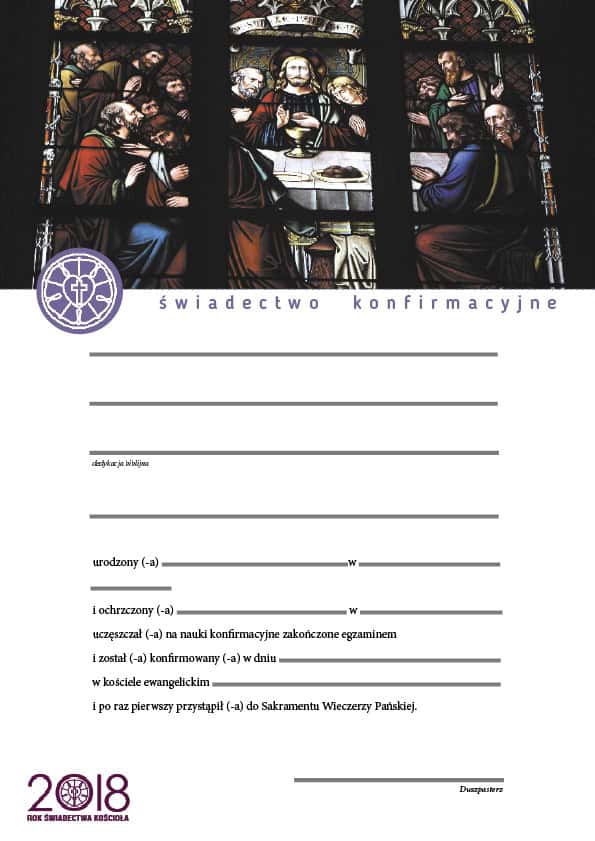 Świadectwo konfirmacyjne Warto