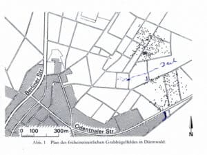 Alt: Historische Grabungsplan des Dünnwalds in Berlin, von Wolfgang Kurtz.
