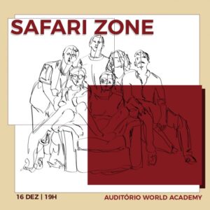 Conjunto de amigos no Safari Zone, evento ao ar livre com atividades na natureza promovido pela World Academy.