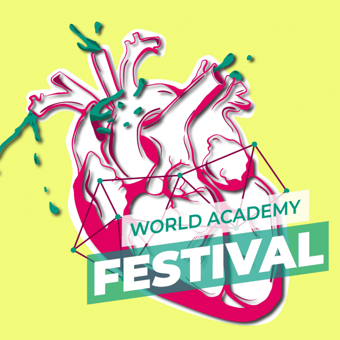 Ilustração de coração artístico para evento World Academy Festival.