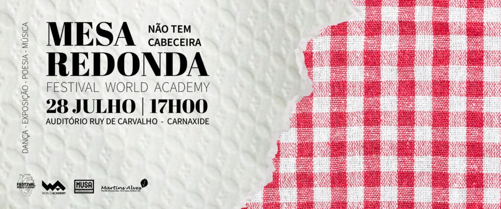 Imagem de cartaz para evento cultural de poesia e música na World Academy.