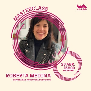 Imagem de Roberta Medina em evento de Masterclass, promovendo educação e formação de líderes.