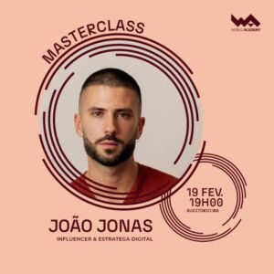 Imagem de um palestrante masculino com design moderno.