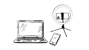 Imagem de equipamento para produção de vídeos e aulas virtuais.