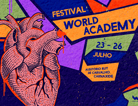 Coração humano ilustrado para evento da World Academy, focado em educação e inovação.
