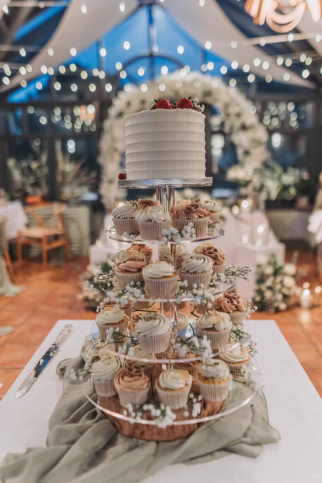 Wedding cake by GavBakes displayed at Titchwell Manor – Norfolk wedding photographer
