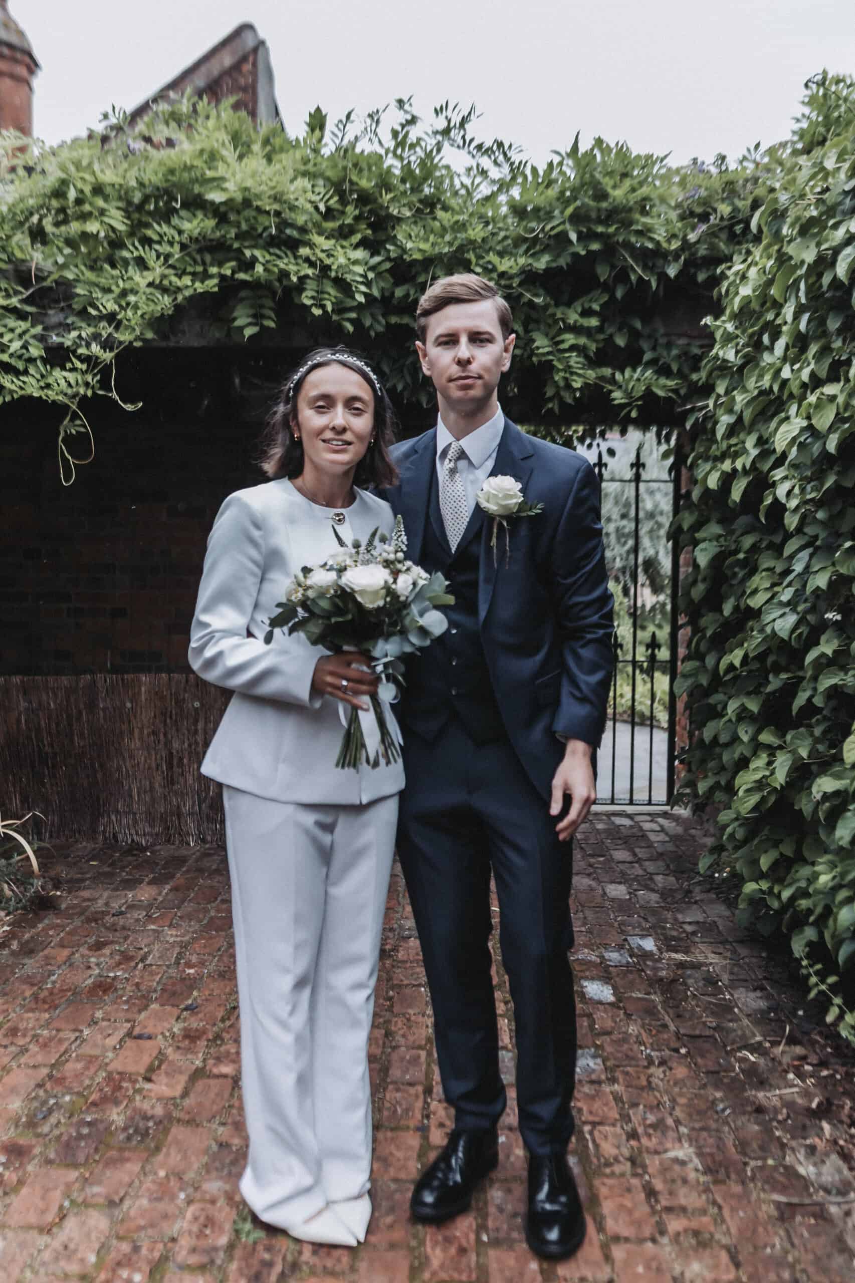 Hollie and Adam elopement wedding at King’s Lynn registry office with their dog, stylish couple from Essex