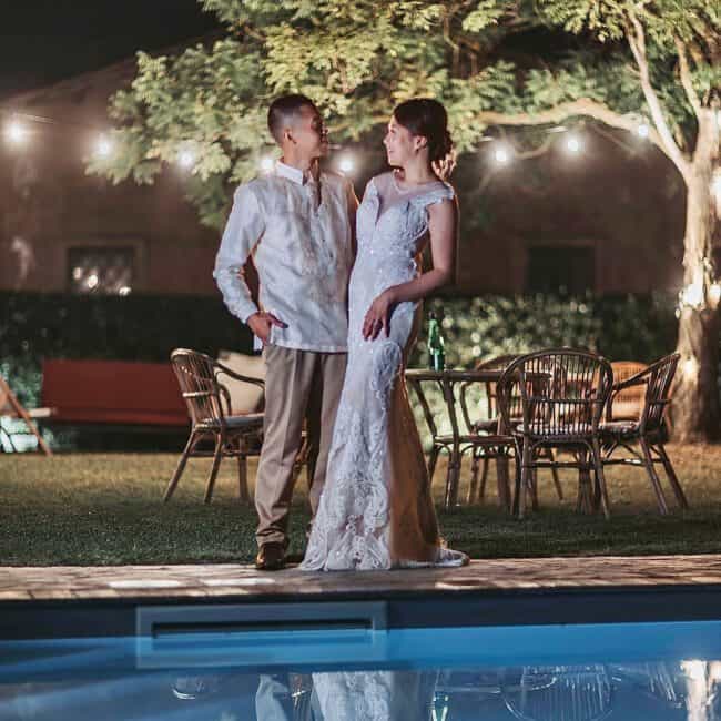 Ann & Marc - Italy Destination wedding rome - swimming pool