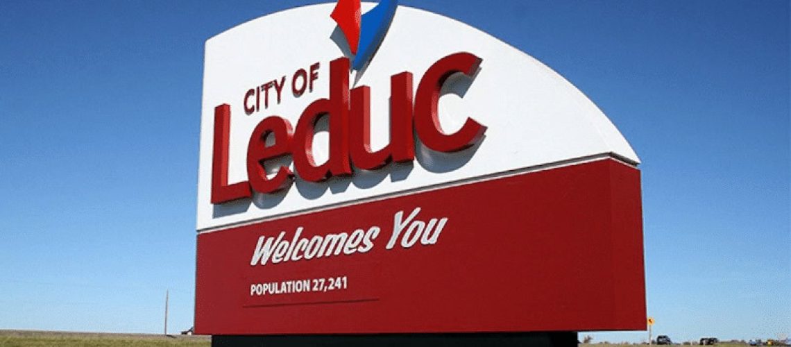 A beautiful marker of Leduc City welcoming incoming tourists and future residents