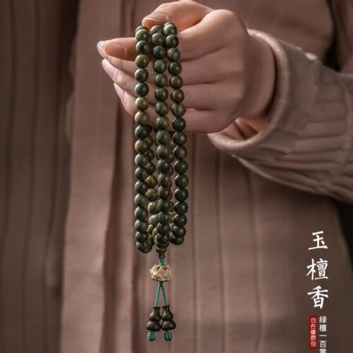 容顏綠檀木108顆好運佛珠男女念珠