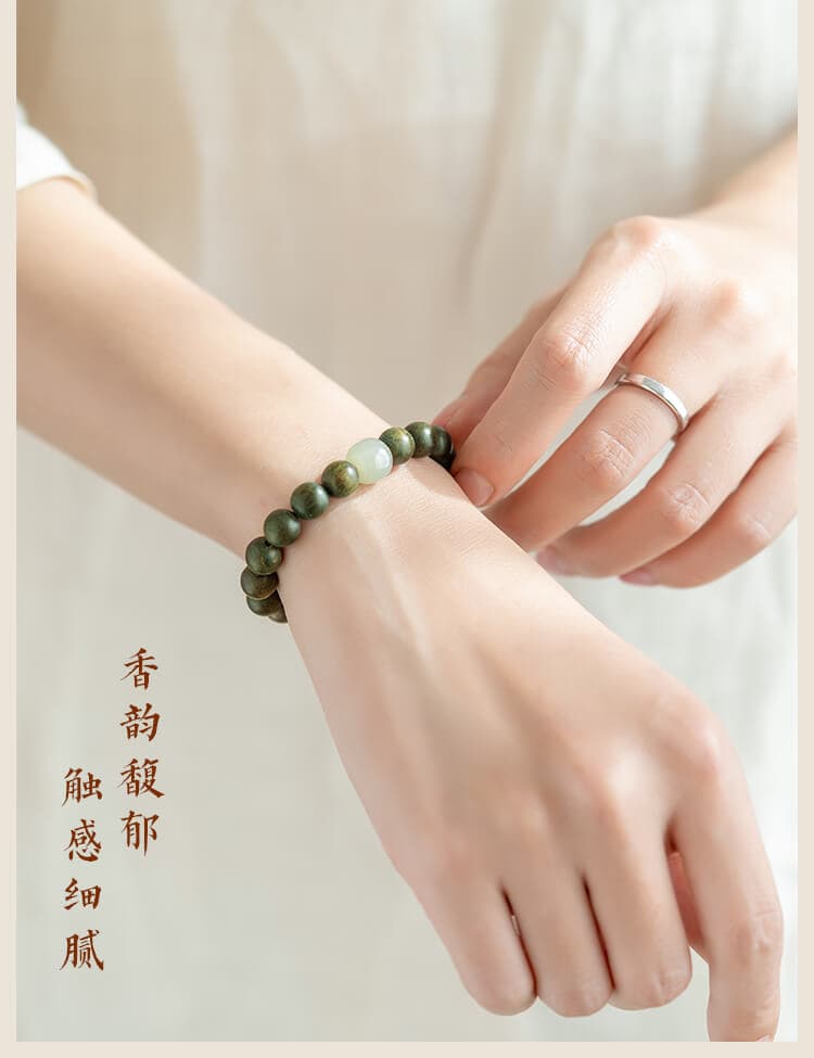 《寧神靜心》轉運珠綠檀手串檀香佛珠