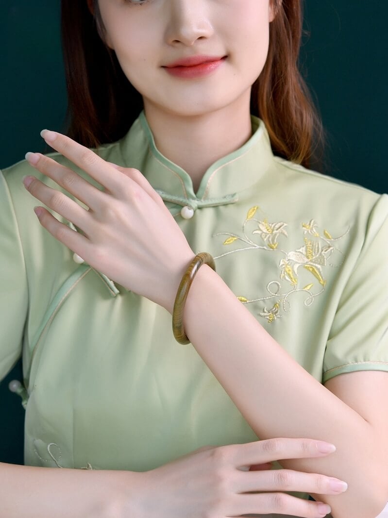古韻天然綠檀手鐲復古文玩鐲子：圖片 2