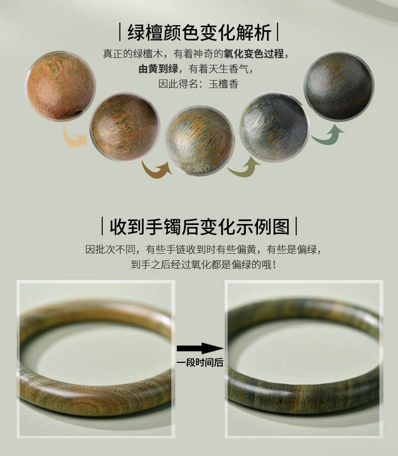 《古韻》天然綠檀手鐲復古文玩鐲子