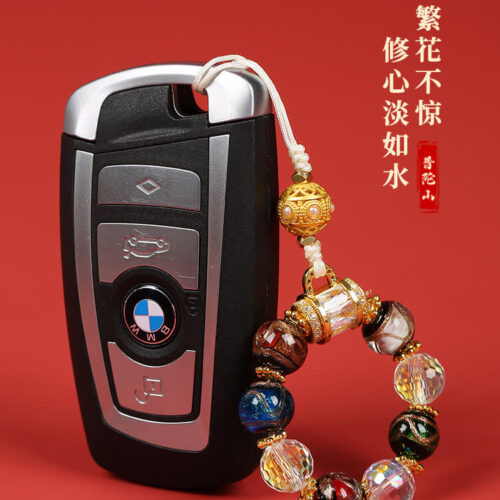 小五福香灰琉璃手機鑰匙扣掛件：圖片 2