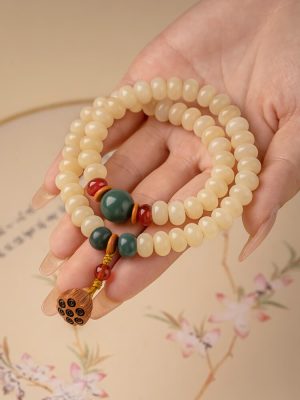 溫潤如玉》奶油黃玉化菩提根手串– yoyoshop