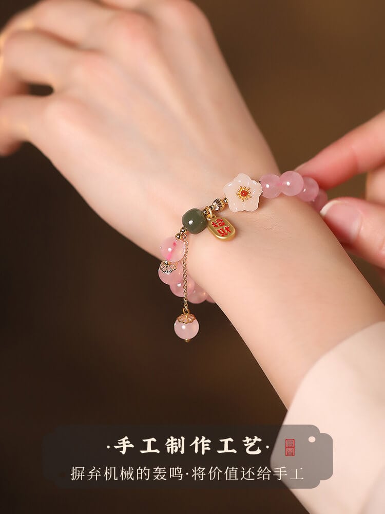 栩栩如生結緣桃花粉色水晶手串：圖片 4