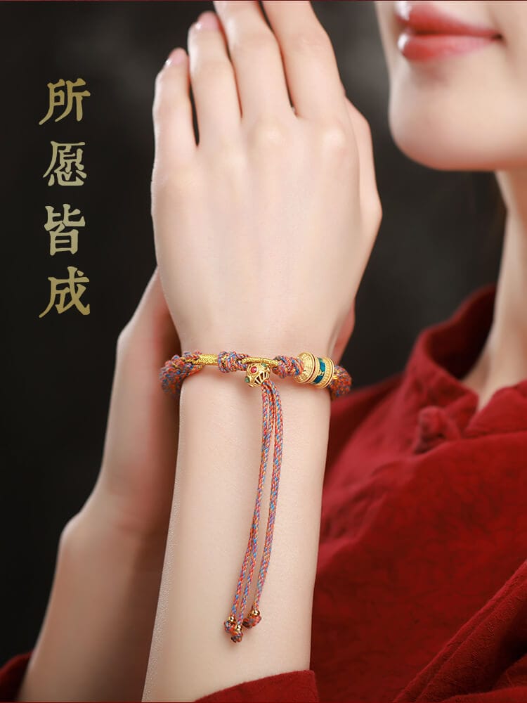 藏式手搓棉線五彩繩手鏈