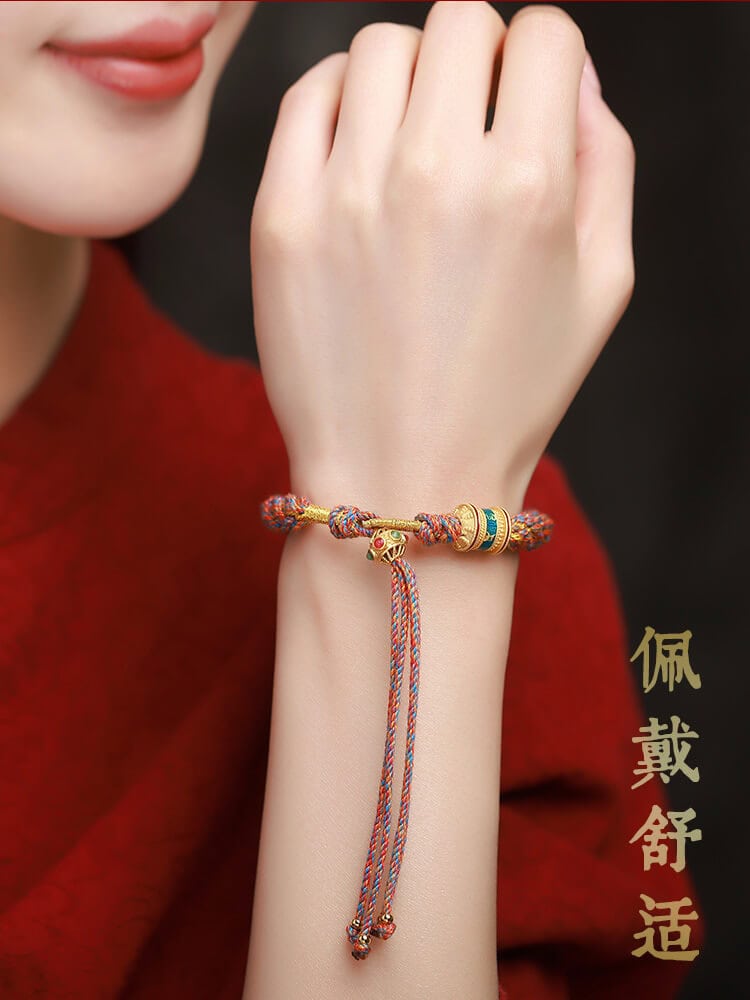 藏式手搓棉線五彩繩手鏈