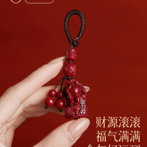 福運貔貅硃砂鑰匙扣守福掛件