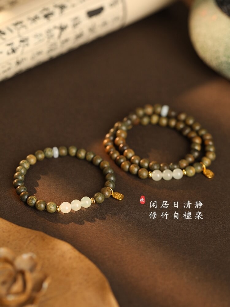 檀望晴新中式古風綠檀手鏈：圖片 2