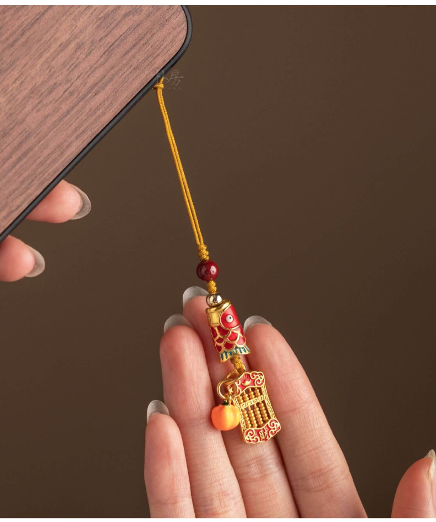 好運錦鯉~小葫蘆手機鏈黃銅算盤掛件