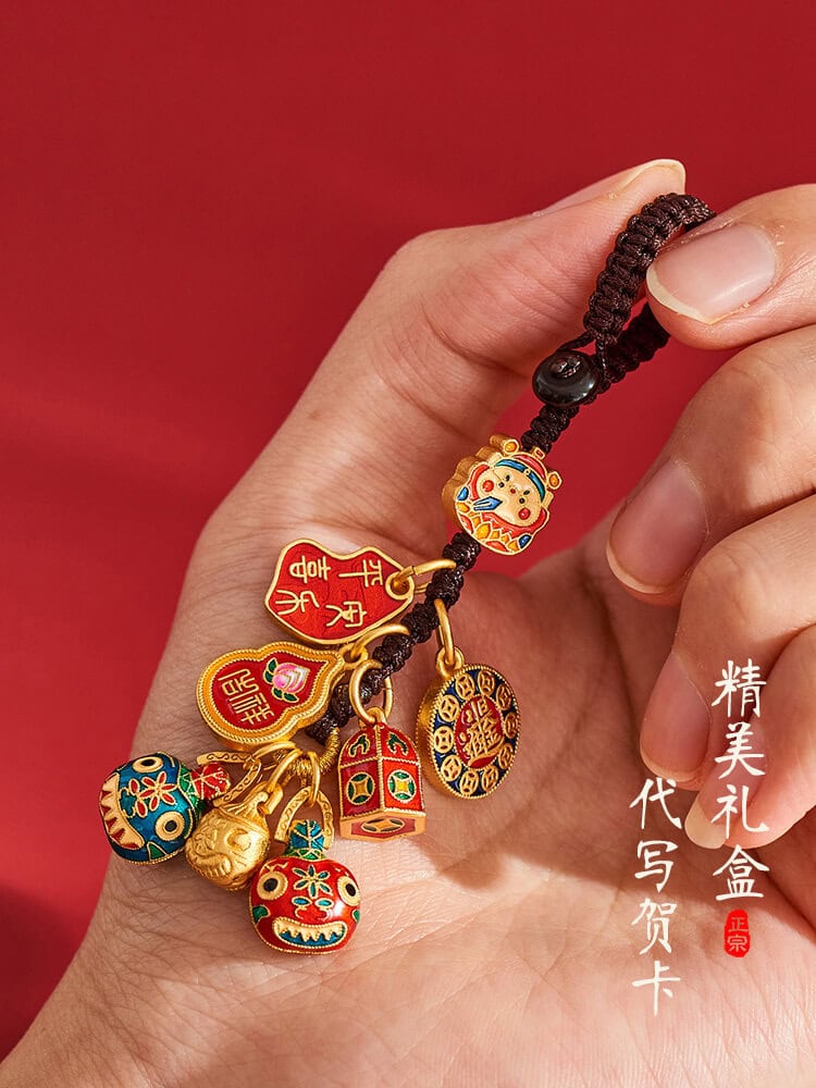 祥瑞獸一家四口汽車鑰匙扣掛件：圖片 4