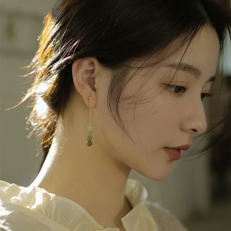 畫中人復古氣質漸變和田玉耳釘耳夾：圖片 5