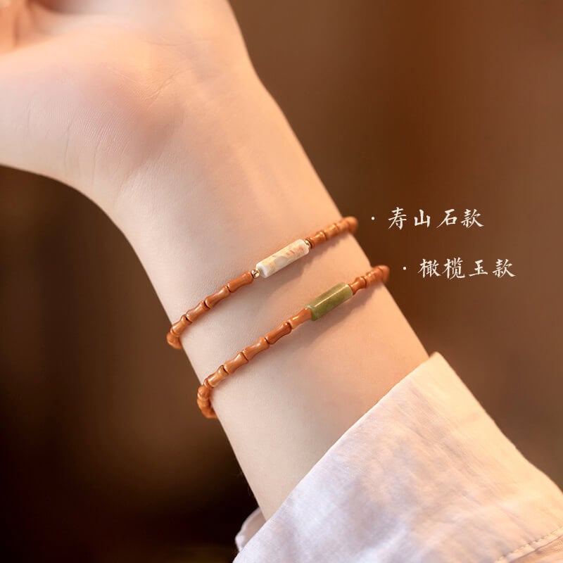 喜樂細款橄欖核壽山石檸檬玉手鏈：圖片 2