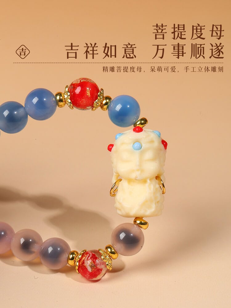 珠糖心瑪瑙綠度母多圈手串：圖片 2