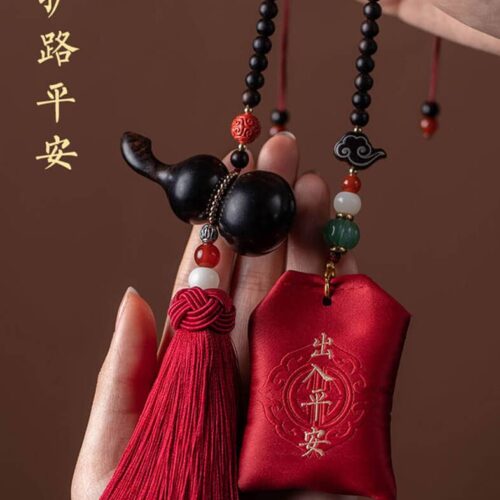 護路平安檀木福祿葫蘆汽車掛件