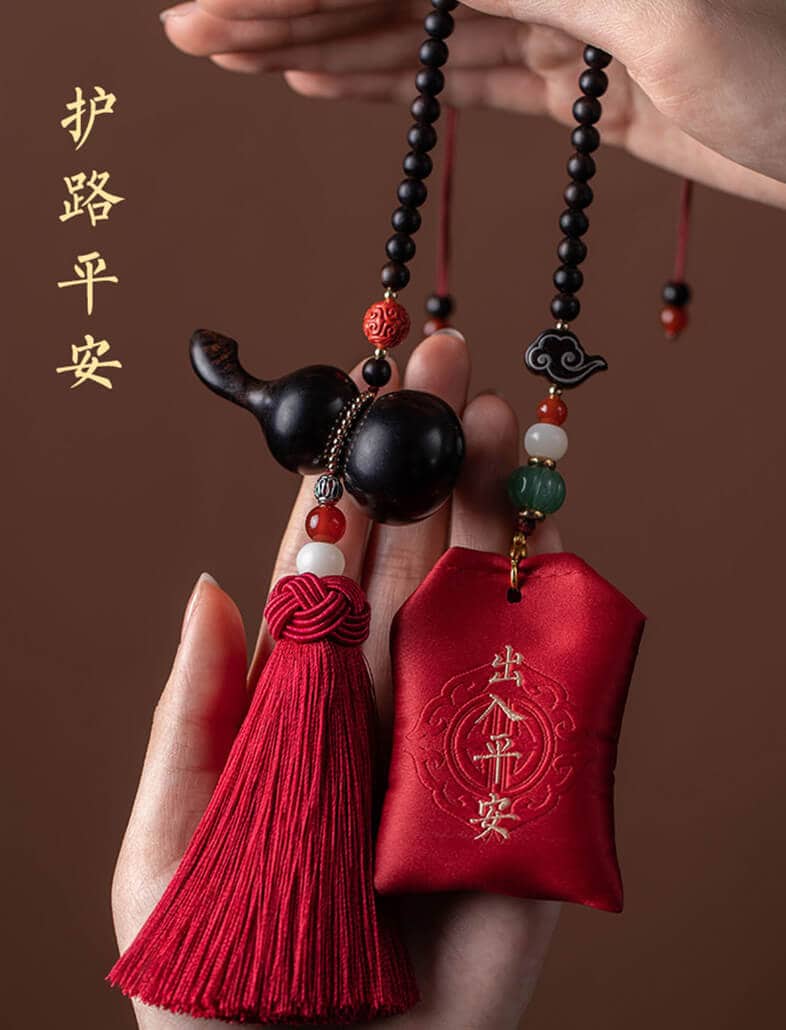 護路平安檀木福祿葫蘆汽車掛件