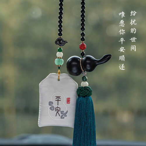 護路平安檀木福祿葫蘆汽車掛件：圖片 2