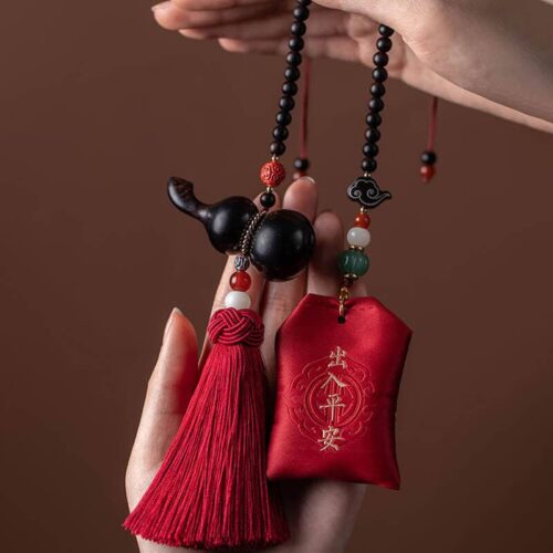 護路平安檀木福祿葫蘆汽車掛件：圖片 6