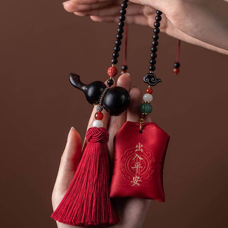 護路平安檀木福祿葫蘆汽車掛件：圖片 6