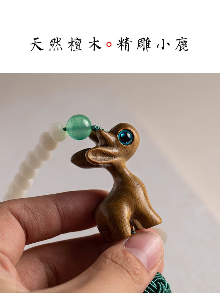 以鹿相伴白玉菩提根一鹿平安汽車掛件：圖片 3