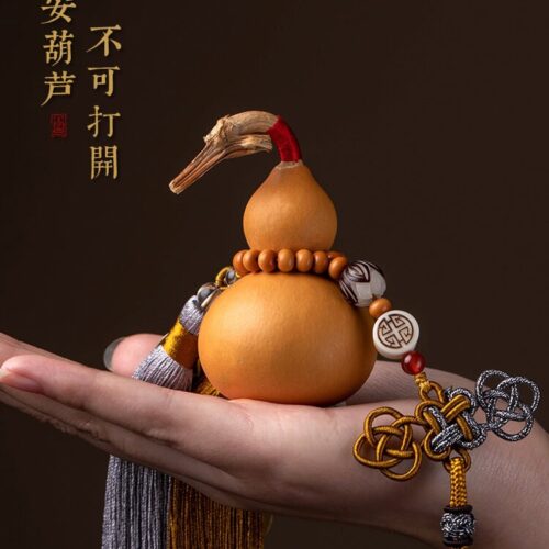 福祿平安天然開口葫蘆五帝錢汽車掛件：圖片 3
