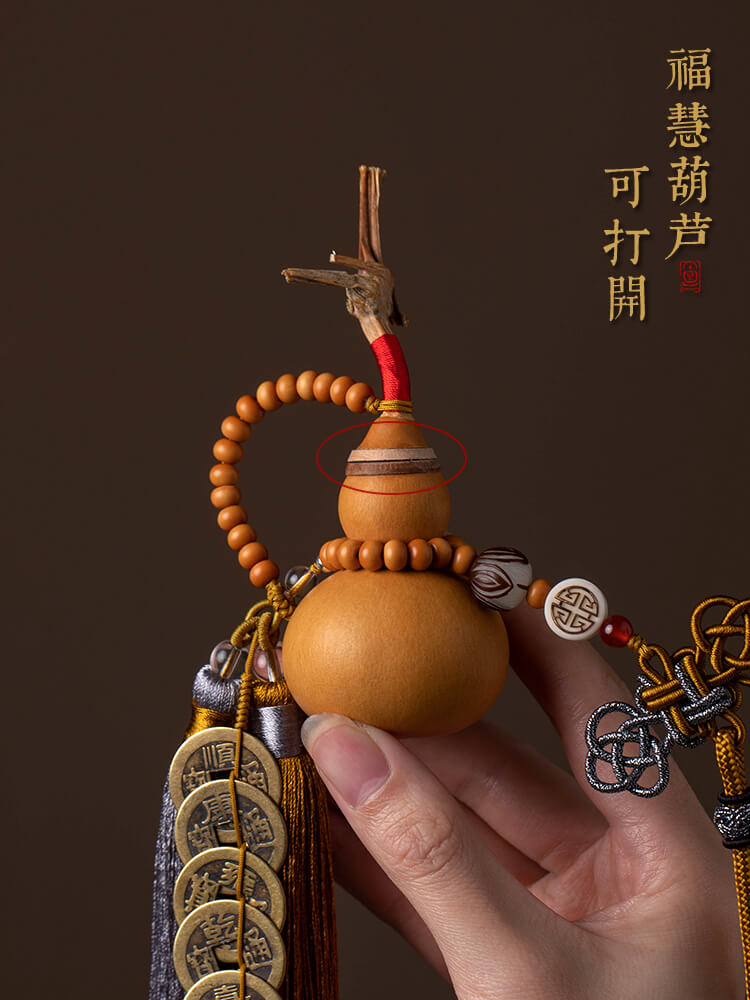 福祿平安天然開口葫蘆五帝錢汽車掛件：圖片 4