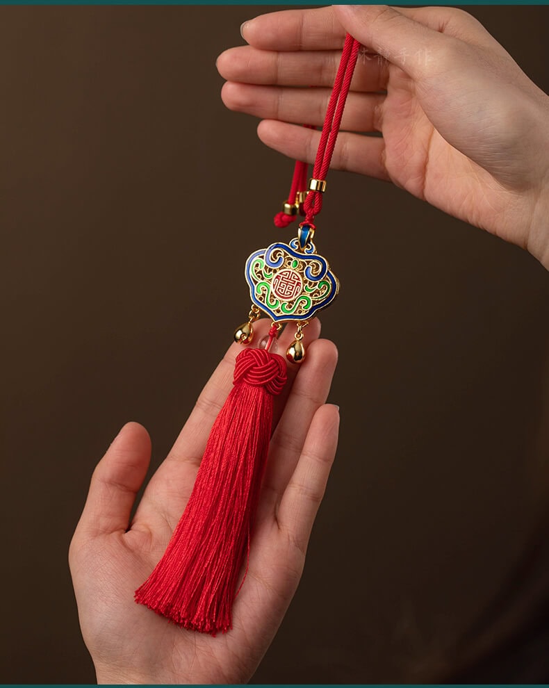 古法金如意鎖~後視鏡平安流蘇汽車掛件