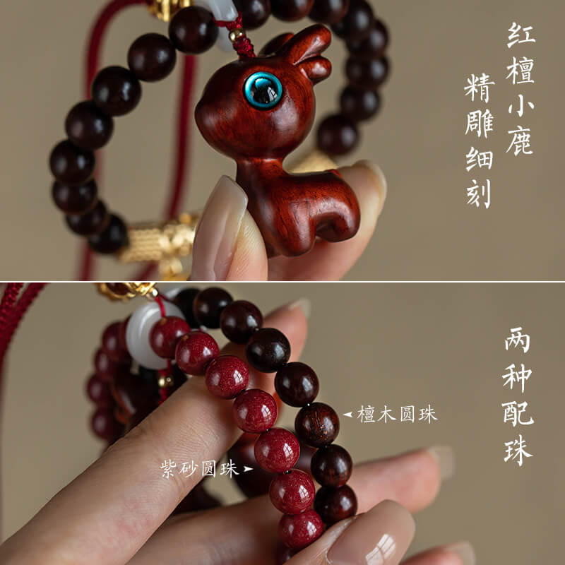 一鹿平安硃砂檀木後視鏡汽車掛件：圖片 3