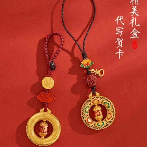 福順平安沙金銅福運流轉手機繩鑰匙扣：圖片 2