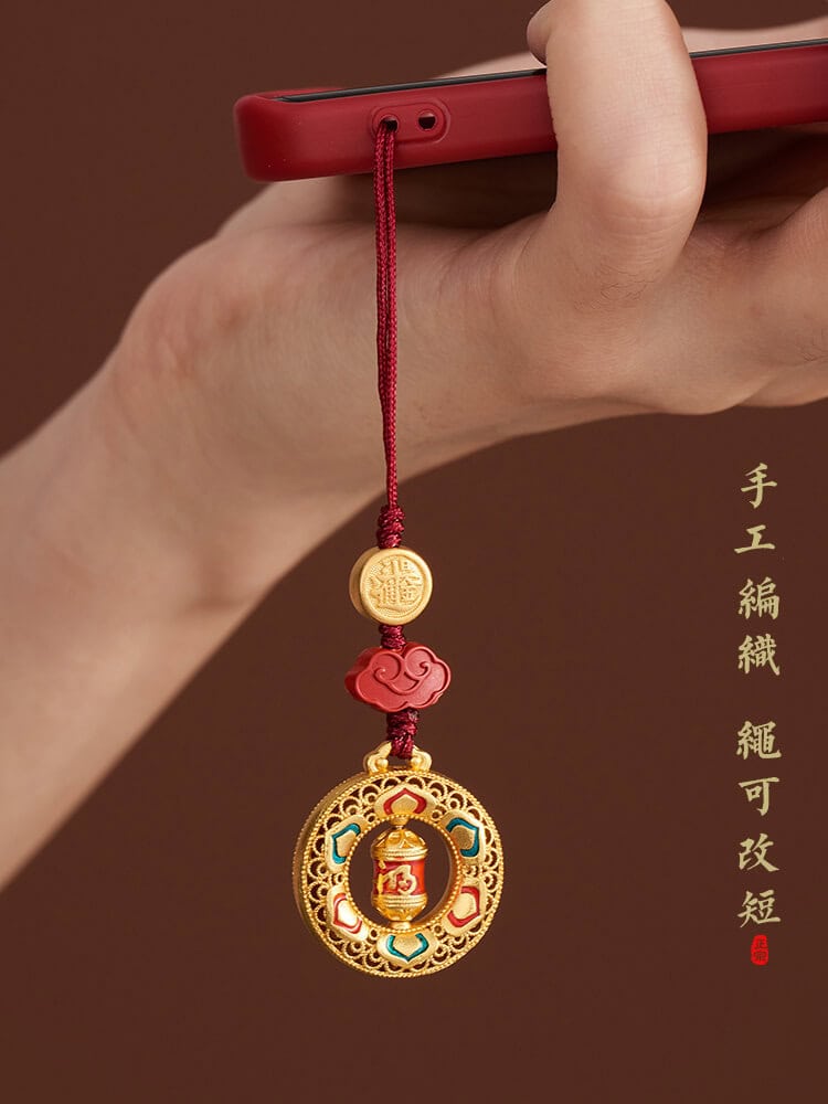 福順平安沙金銅福運流轉手機繩鑰匙扣：圖片 3