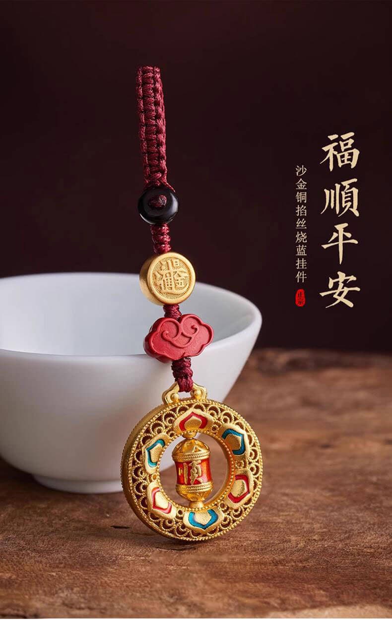 福順平安~沙金銅時來運轉手機繩鑰匙扣