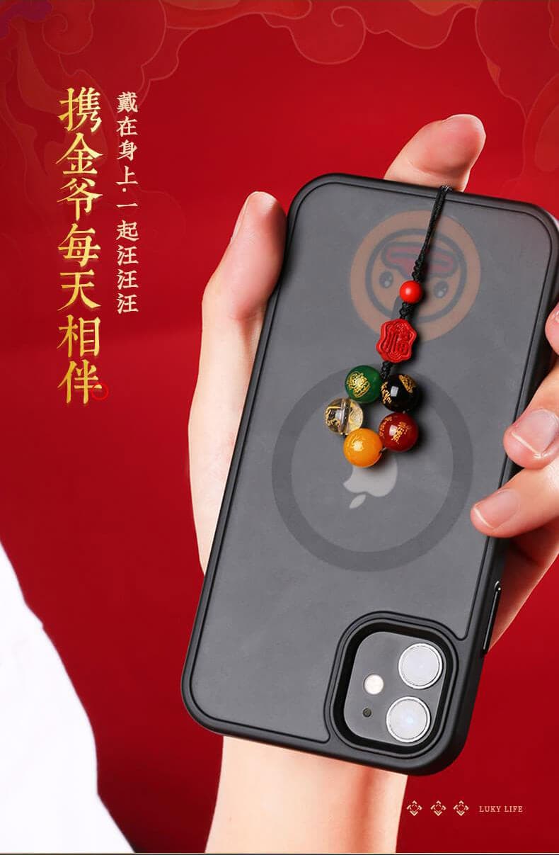 五路金爺~硃砂福牌手機掛繩
