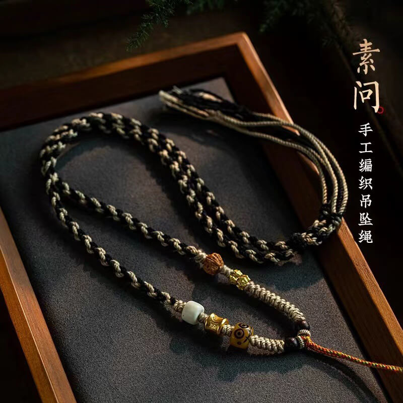 素問手搓棉線藏式手工編織唐卡掛繩