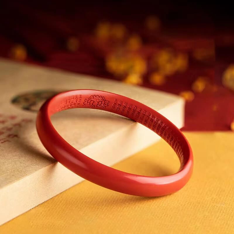 般若心經天然紅朱砂好運心經手鐲：圖片 6