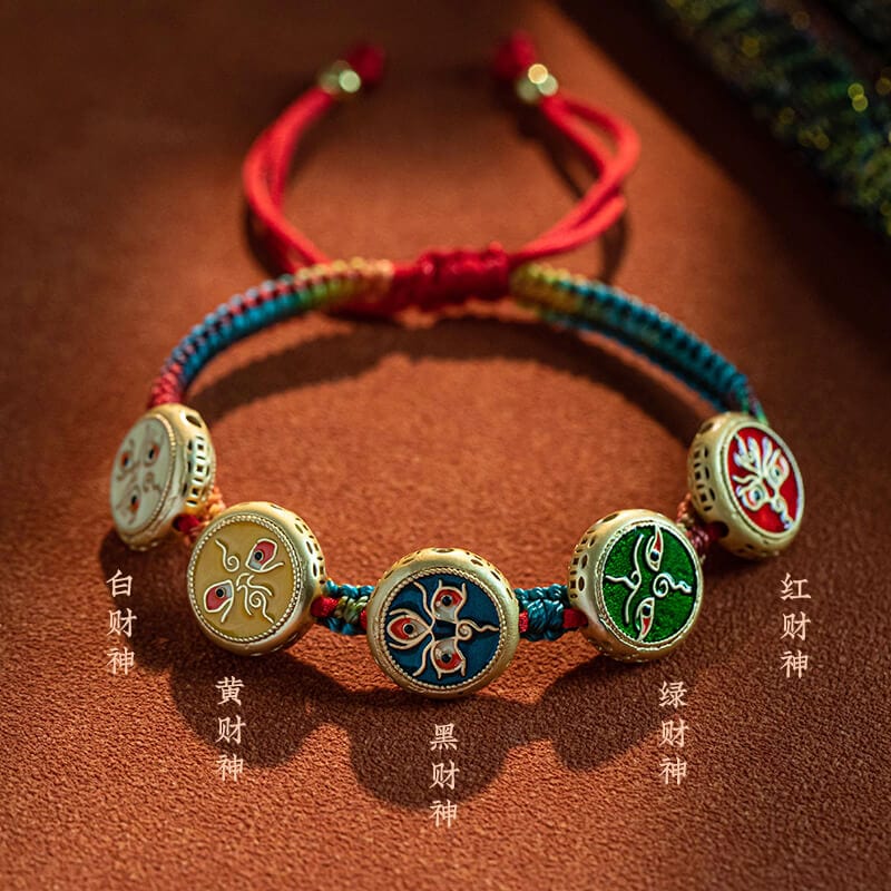 五路福神好運珠紮基拉姆藏式唐卡手編繩：圖片 2