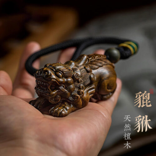 綠檀木貔貅手把件文玩盤玩把玩物件
