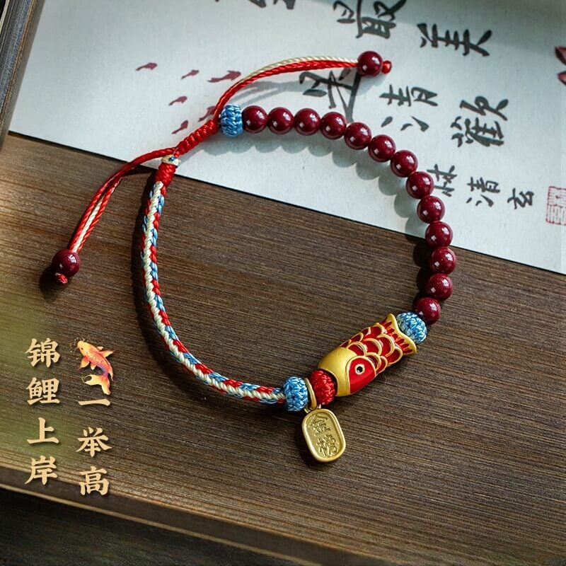 錦鯉相伴硃砂上岸錦鯉編織手繩
