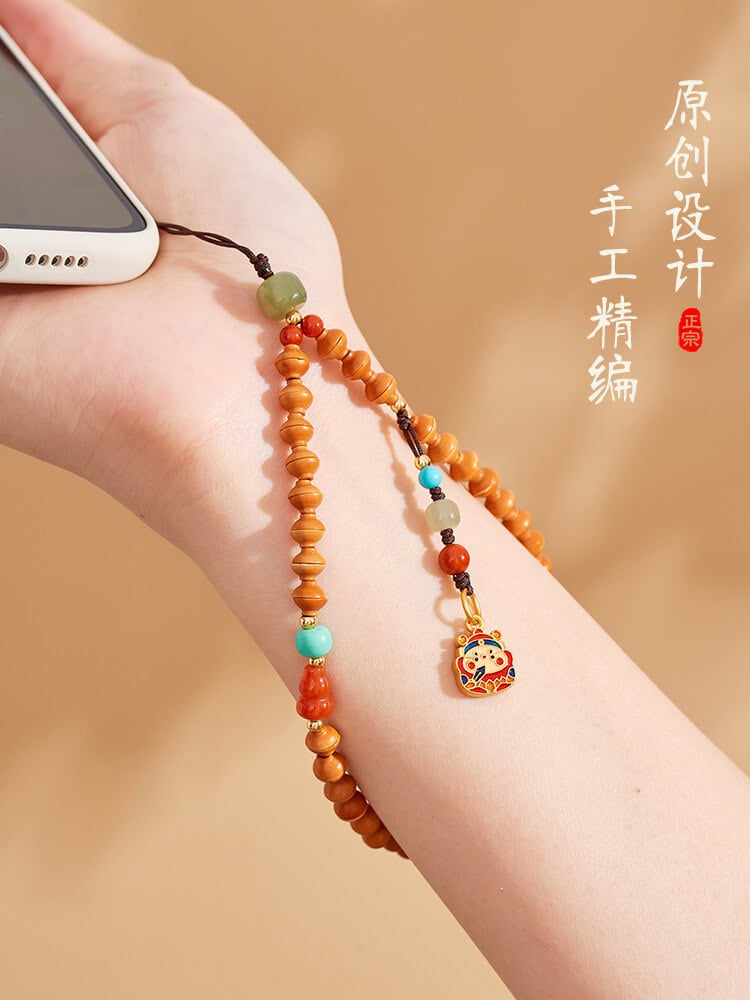 迎祥納福橄欖核金碗福神爺掛飾：圖片 2